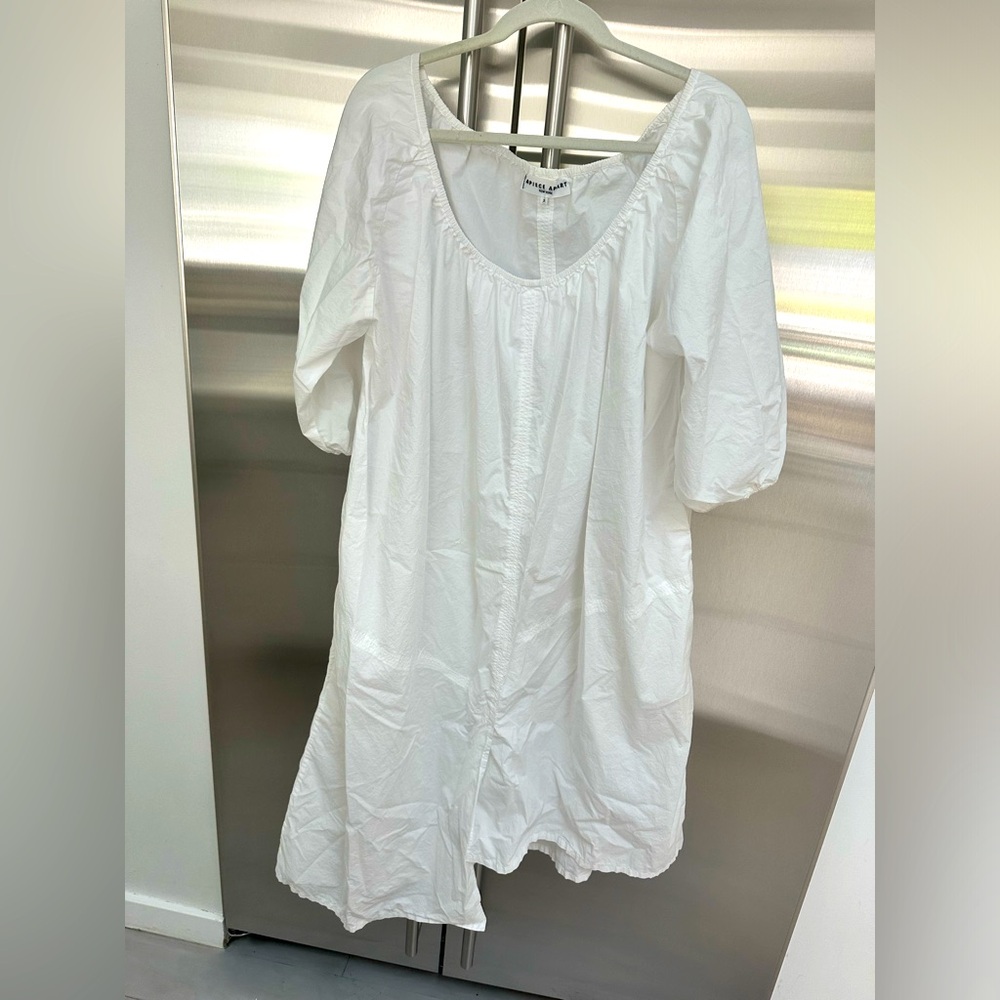 Apiece Apart white asymmetrical hemmed dress.